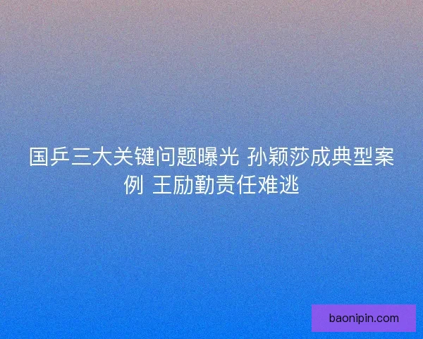 国乒三大关键问题曝光 孙颖莎成典型案例 王励勤责任难逃