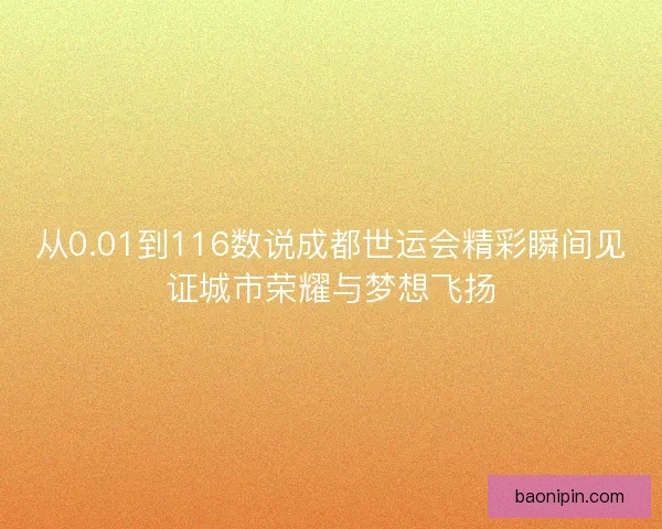 从0.01到116数说成都世运会精彩瞬间见证城市荣耀与梦想飞扬