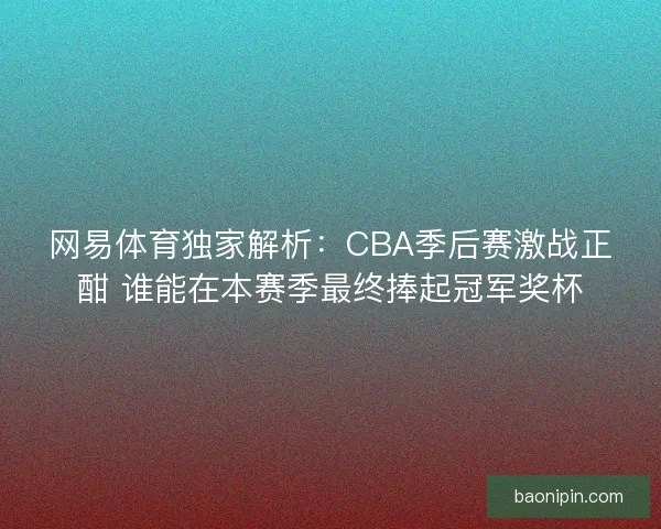 网易体育独家解析：CBA季后赛激战正酣 谁能在本赛季最终捧起冠军奖杯